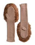 Dolce & Gabbana Brown Cashmere Knitted Fur Mid Arm Mitten Gloves