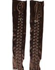 Dolce & Gabbana Brown Acetate Lace Up Fingerless Gloves