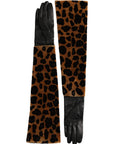 Dolce & Gabbana Brown Black Leopard Leather Elbow Length Gloves