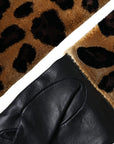 Dolce & Gabbana Brown Black Leopard Leather Elbow Length Gloves