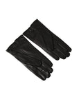Dolce & Gabbana Black Leather Embossed Logo Short Hands Gloves