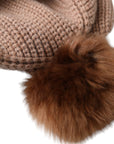 Dolce & Gabbana Brown Solid Knitted Fur Ball Winter Beanie Hat