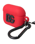 Dolce & Gabbana Red Silicone Rubber Logo Embossed Airpods Case