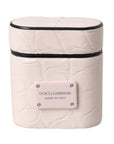 Dolce & Gabbana Light Pink Leather Metal Logo Plaque Airpods Case