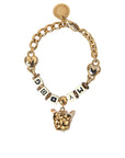 Dolce & Gabbana Gold Tone Brass Chain MY DOG Heart Bracelet