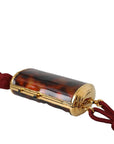 Dolce & Gabbana Brown Leopard Mini Mirror Tassel Make Up Holder Bag