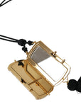 Dolce & Gabbana Beige Exotic Leather Mini Mirror Tassel Make Up Holder Bag