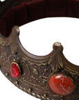 Dolce & Gabbana Bronze Brass Multicolor Crystal Crown Tiara Hat