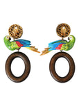Dolce & Gabbana Multicolor Parrot Wood Brass Crystal Embellished Earrings