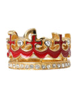 Dolce & Gabbana Gold Tone BrassCrystal Enamel DG CROWN Statement Ring