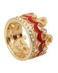 Dolce & Gabbana Gold Tone BrassCrystal Enamel DG CROWN Statement Ring