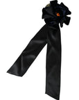 Dolce & Gabbana Black Silk Gold Brass Floral Hair Pin Brooch