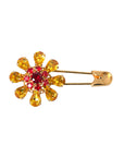 Dolce & Gabbana Gold Brass Floral Crystal Jewelry Brooch Pin