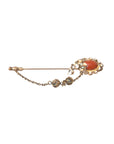 Dolce & Gabbana Gold Brass Crystal Chain 925 Sterling Silver Pin Brooch