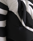 Dolce & Gabbana Black White Stripes Hooded Puffer Jacket