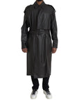 Bottega Veneta Black Matte Waterproof Leather Coat Jacket