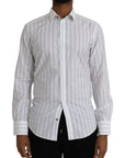 Dolce & Gabbana Black White Striped Formal Dress GOLD Shirt