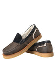 Dolce & Gabbana Brown Black Fur Leather Loafers Men Shoes