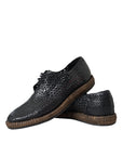 Dolce & Gabbana Black Woven Goat Leather Lace Up Derby Shoes