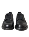 Dolce & Gabbana Black Horse Leather Derby Men Dress Shoes