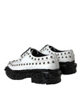 Dolce & Gabbana Black White Embellished Derby Formal Shoes