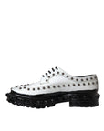 Dolce & Gabbana Black White Embellished Derby Formal Shoes