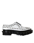 Dolce & Gabbana Black White Embellished Derby Formal Shoes