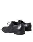 Dolce & Gabbana Black Leather Derby Formal Dress Men Shoes