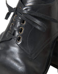 Dolce & Gabbana Black Leather Derby Formal Dress Men Shoes