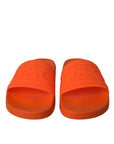 Dolce & Gabbana Orange Rubber Slides Sandals Beachwear Shoes