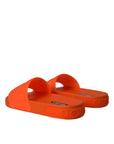 Dolce & Gabbana Orange Rubber Slides Sandals Beachwear Shoes