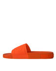 Dolce & Gabbana Orange Rubber Slides Sandals Beachwear Shoes