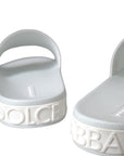 Dolce & Gabbana White Rubber Slides Sandals Beachwear Shoes