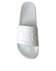 Dolce & Gabbana White Rubber Slides Sandals Beachwear Shoes