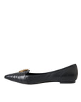 Dolce & Gabbana Black Devotion Leather Pointy Flats Shoes