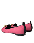 Dolce & Gabbana Pink Velvet Slip On Loafers Flats Shoes