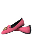 Dolce & Gabbana Pink Velvet Slip On Loafers Flats Shoes