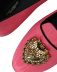 Dolce & Gabbana Pink Velvet Slip On Loafers Flats Shoes