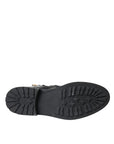 Dolce & Gabbana Black Leather Crystal Buckles Boots Shoes