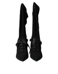Dolce & Gabbana Black Stiletto Heels Mid Calf Boots Shoes