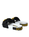 Dolce & Gabbana White Black Logo Beachwear Flats Sandals Shoes