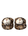 Dolce & Gabbana Brown Tiger Slippers Flats Sandals Shoes