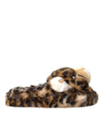 Dolce & Gabbana Brown Tiger Slippers Flats Sandals Shoes