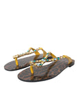 Dolce & Gabbana Multicolor Crystal Sandals Flip Flops Shoes