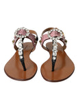 Dolce & Gabbana Multicolor Crystal Sandals Flip Flops Shoes