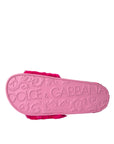 Dolce & Gabbana Multicolor Embroidered Fur Slides Sandals Shoes