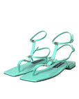 Dolce & Gabbana Aqua Green Leather Ankle Strap Flats Sandals Shoes