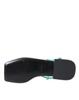 Dolce & Gabbana Aqua Green Leather Ankle Strap Flats Sandals Shoes