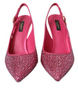 Dolce & Gabbana Pink Strass Crystal Heels Slingbacks Shoes
