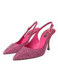 Dolce & Gabbana Pink Strass Crystal Heels Slingbacks Shoes